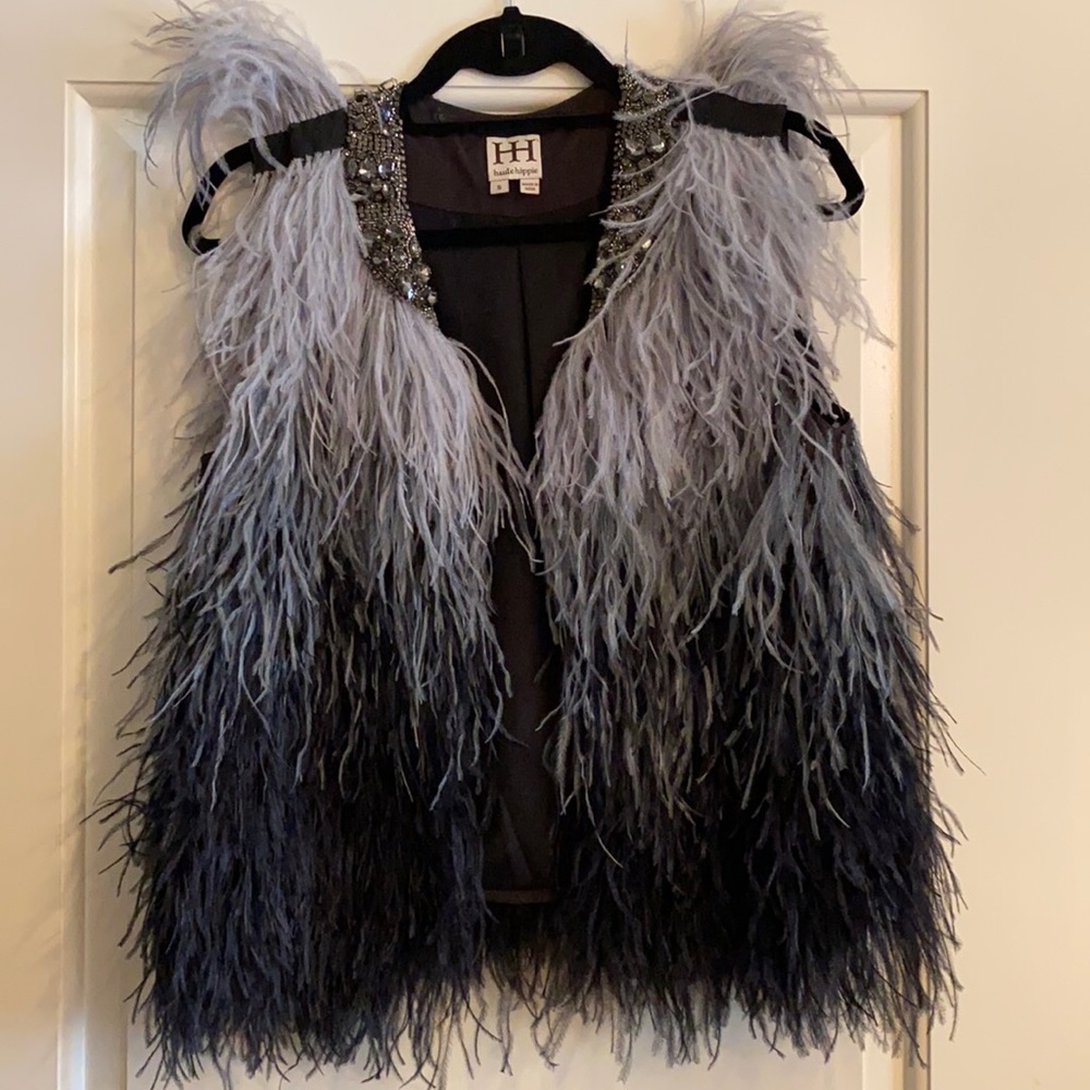 Haute Hippie Ombré Feather Vest
